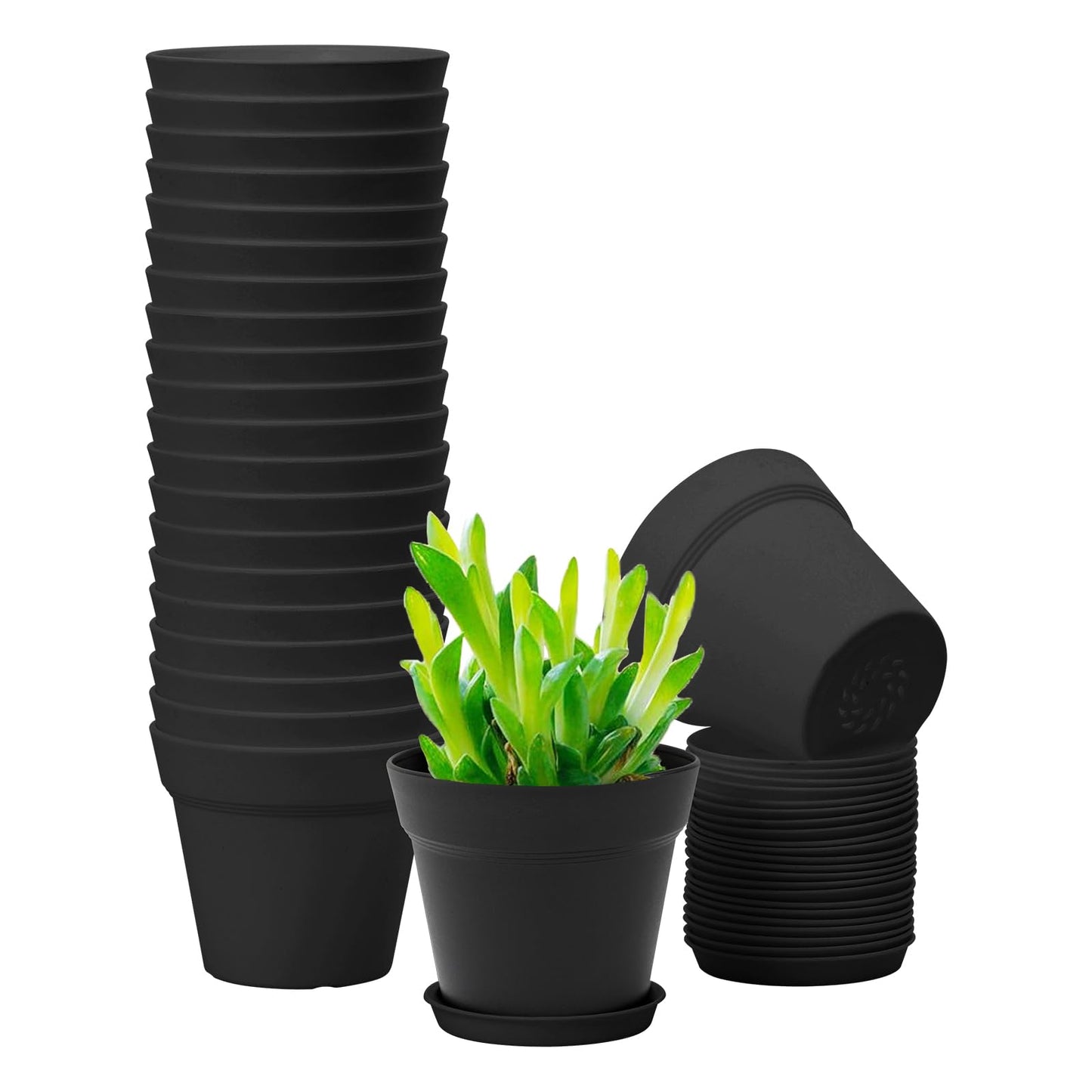 GARDIFE 20 Pack 4 inch Plant pots, planters for Indoor Plants, Flower pots, Black
