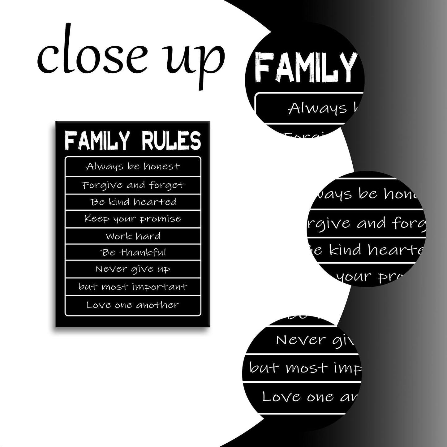 Motivational Canvas Wall Art Family Rules Entrepreneur Quotes Poster Print Inspirational Pictures Painting for Office Class Room School Wall Decoration Stretched and Framed [18''W x 24''H]