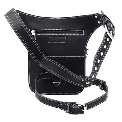 Steampunk Waist Bag Fanny Pack Fashion Gothic Leather Shoulder Crossbody Messenger Bags Thigh Leg Hip Holster Purse Travel Pouch Hiking Sport Chain Bags for Women Men