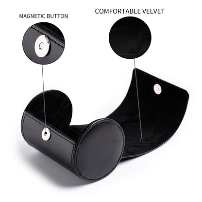 Tie Box for Men 's PU Ties case Necktie Organize Cylinder Leather Men’s Storage Portable Tie Roll for Travel Business Gifts (Black)