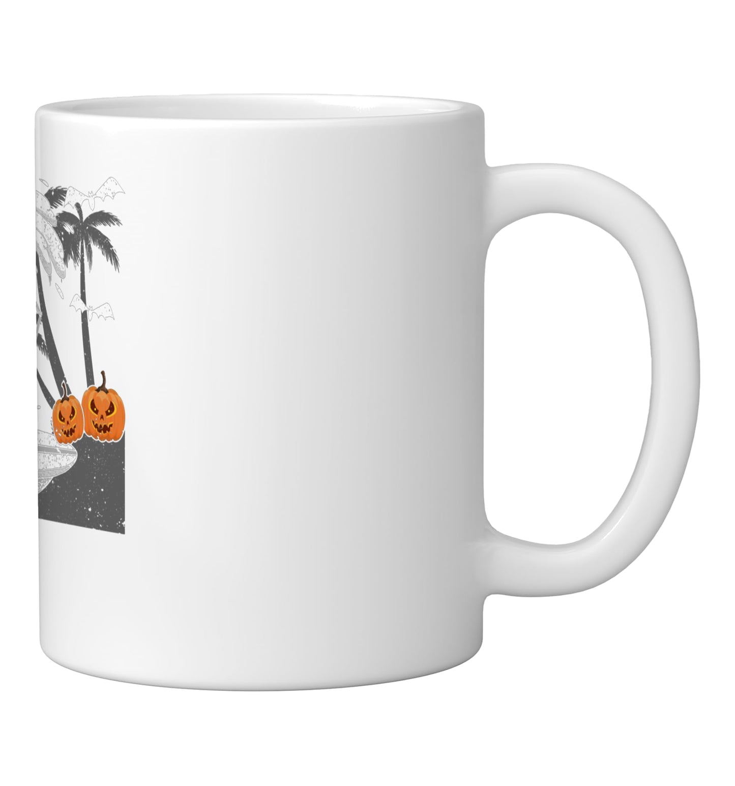 Skeleton Surfing Halloween Hawaii Funny Hawaiian Bone Surfer Ceramic Mug, White