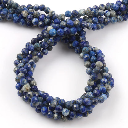 Song Xi 180pcs 2mm Natural Lapis Lazuli Gemstone Beads Faceted Round Loose Stone Beads for Jewelry Making (1 Strand)