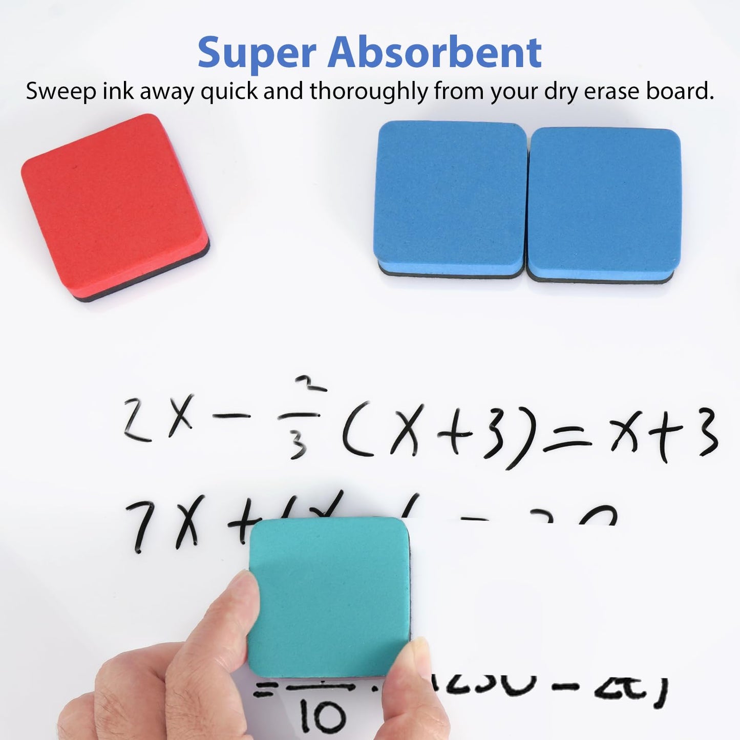 SITHON Magnetic Dry Erase Erasers, Mini Whiteboard Dry Erasers Back to School Supplies, Chalkboard Cleaning Pads for Classroom, Office, Home, 4 Colors, 2 x 2 Inch (72 Pack)
