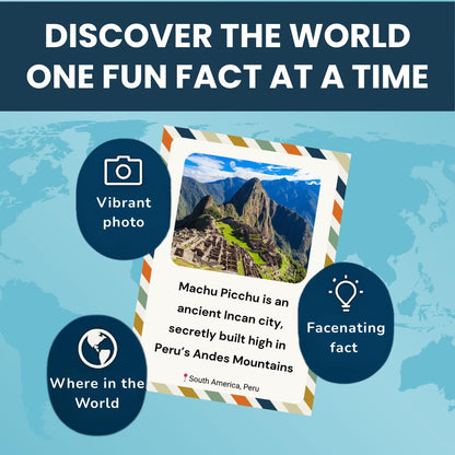 200 World Landmark Fun Fact Cards – Fascinating, Educational Flash Cards for Kids | Lunchbox Notes, Homeschool, Classroom, Travel + Bonus Printable 60 Space Fun Facts | Back to School & Gift Idea