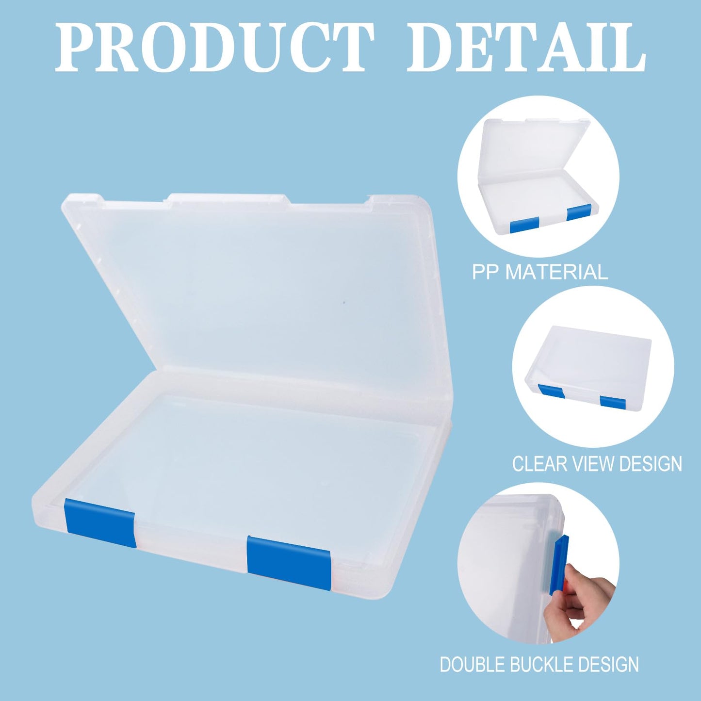 12 Pcs Clear A4 A5 File Box Document Plastic Storage Box with 48 Labels File Holder Organizer Paper Plastic Case Magazine Protector with Buckle Office School Supplies(Blue)