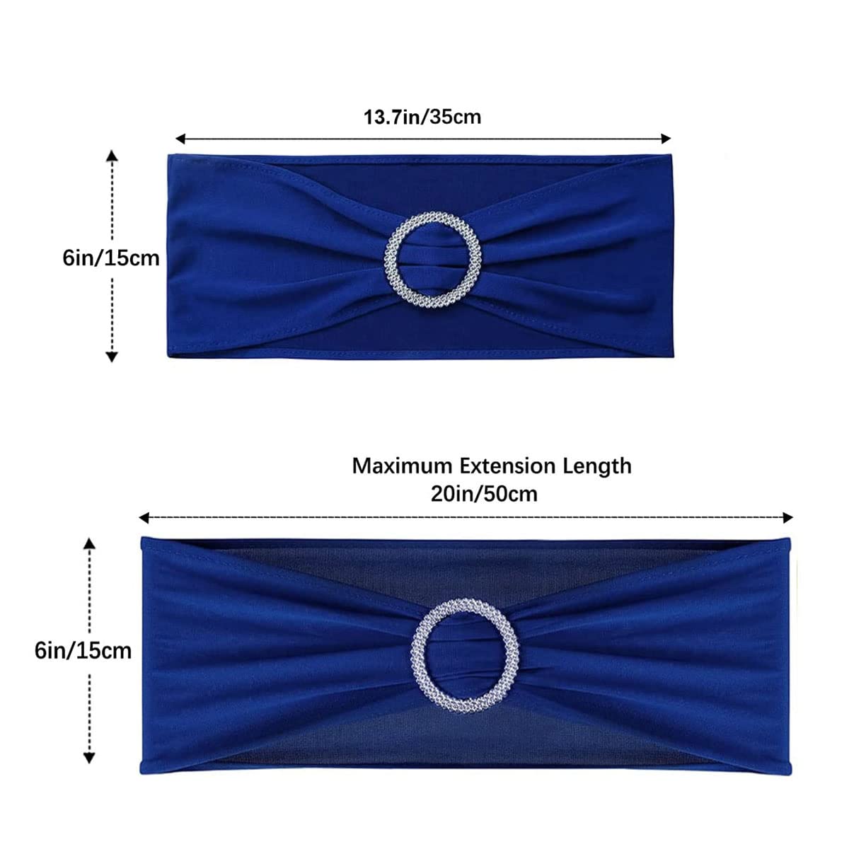 Albassa Chair Sashes Spandex Stretch Chair Bows with Buckle Slider for Wedding Party Decorations (Blue, 25PCS)