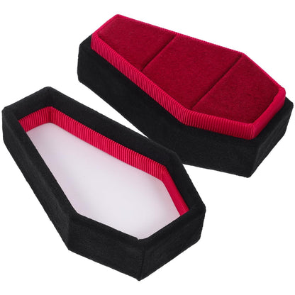 KICHOUSE Coffin Ring Box Gothic Ring Box Jewelry Storage for Rings Halloween Jewelry for Wedding Proposal Portable Travel Case 3.62 X 2.12 X 1.69 in