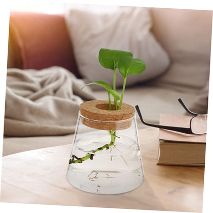 3pcs Hydroponic Glass Plant Vase with Wood Lid Compact Desktop Propagation Station for Plants Clear Terrarium Bottle for Flower Lovers Enhances Indoor Atmosphere