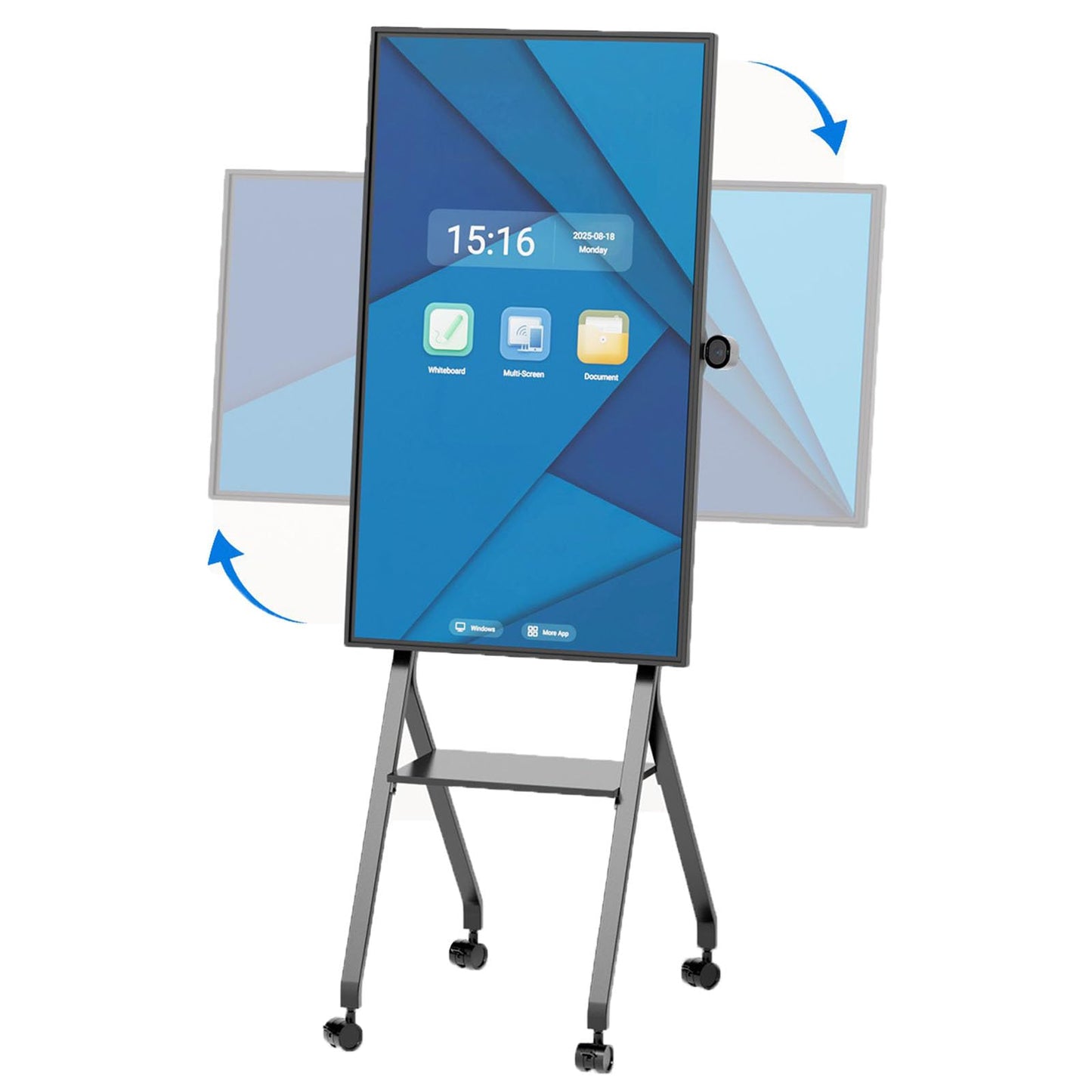 TIBURN Flip Board 55" S2 Smart Board, 4K UHD Smart Whiteboard with TIBURN HQ Eyes S2 Auto Framing Camera, Rotating Adaptive Digital Board for Home and Business with Stand
