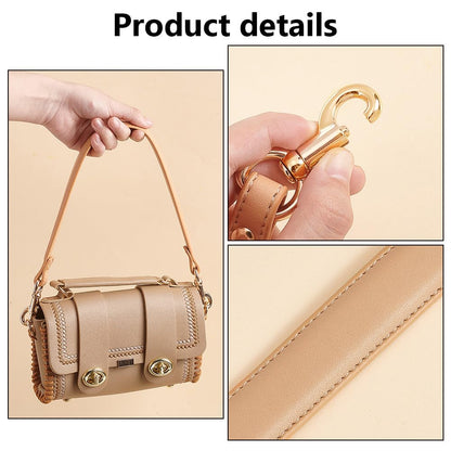 PH PandaHall 20.3 Inch Brown Leather Strap for Purse, 1 Inch Wide Replacement Handle With Golden Buckles - Short Handbag Strap for Women Men DIY Underarm Shoulder Bag
