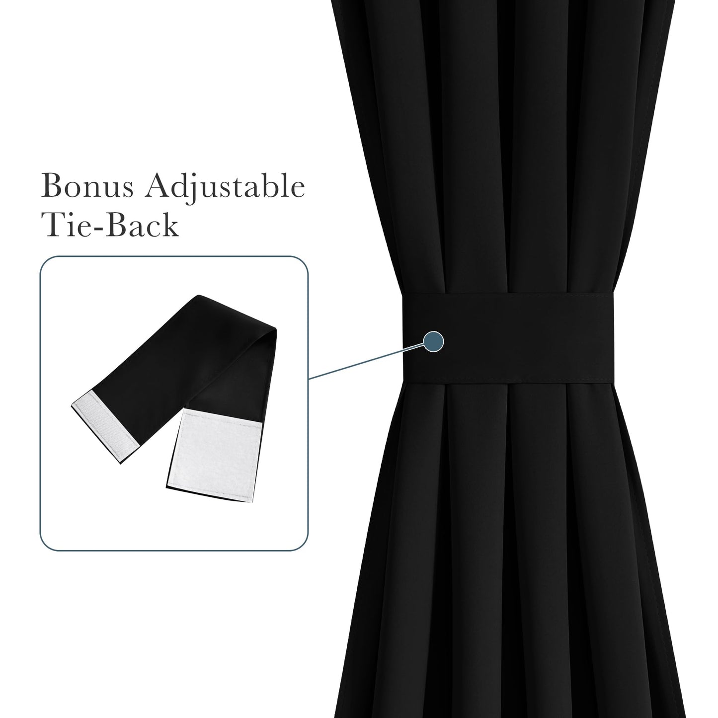 PONY DANCE Black Back Door Curtains for Door Window, 100% Blackout Dual Rod Pocket Privacy French Curtain for Kitchen, Thermal Insulated Small Window Drapes for Classroom, W25 x L40, 1 Panel