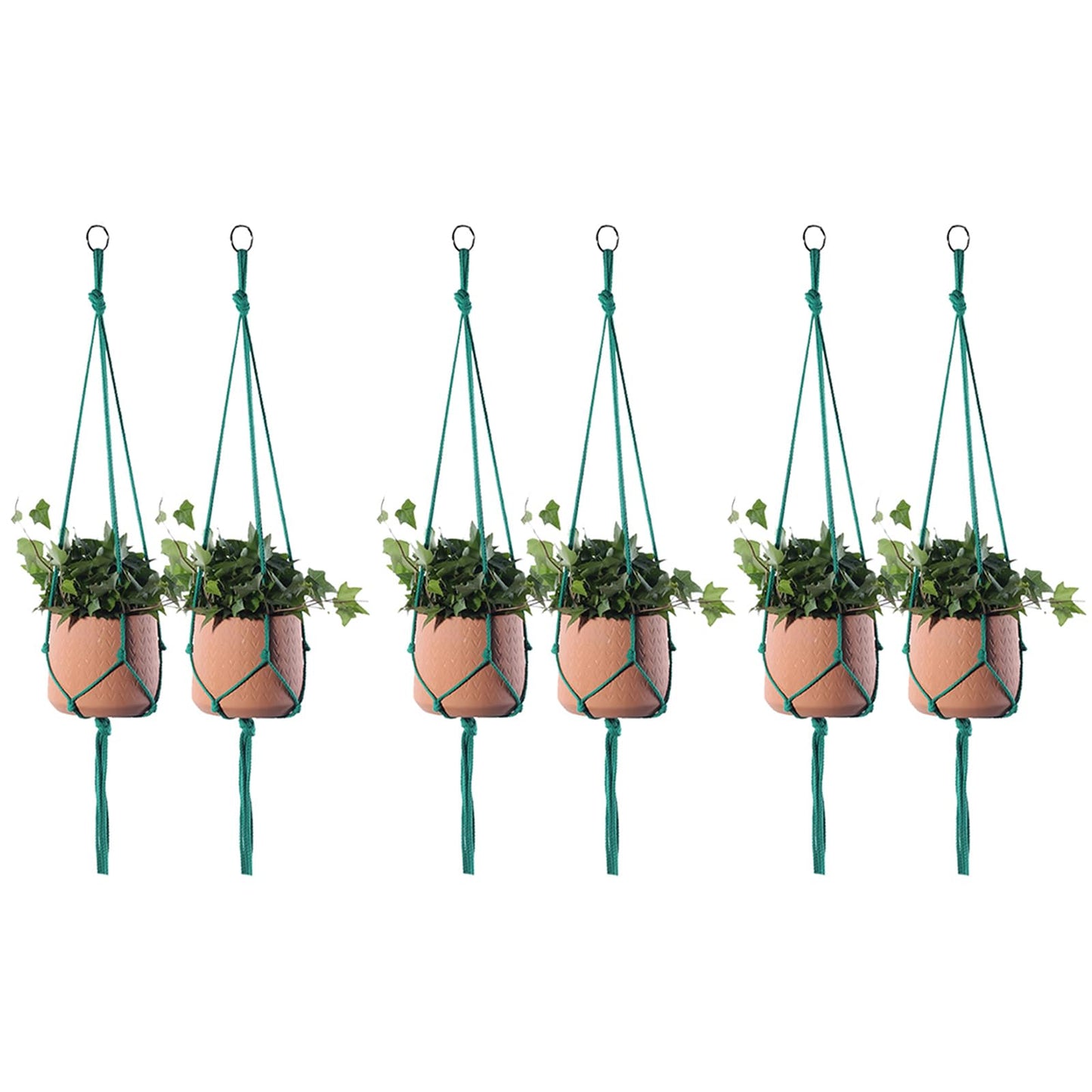 ELANE 6PCS Macrame Plant Hanger Indoor Hanging Planter Basket Decorative Tassels Flower Pot Holder for Indoor Outdoor Home Decor(6Pcs Green)