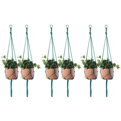 ELANE 6PCS Macrame Plant Hanger Indoor Hanging Planter Basket Decorative Tassels Flower Pot Holder for Indoor Outdoor Home Decor(6Pcs Green)