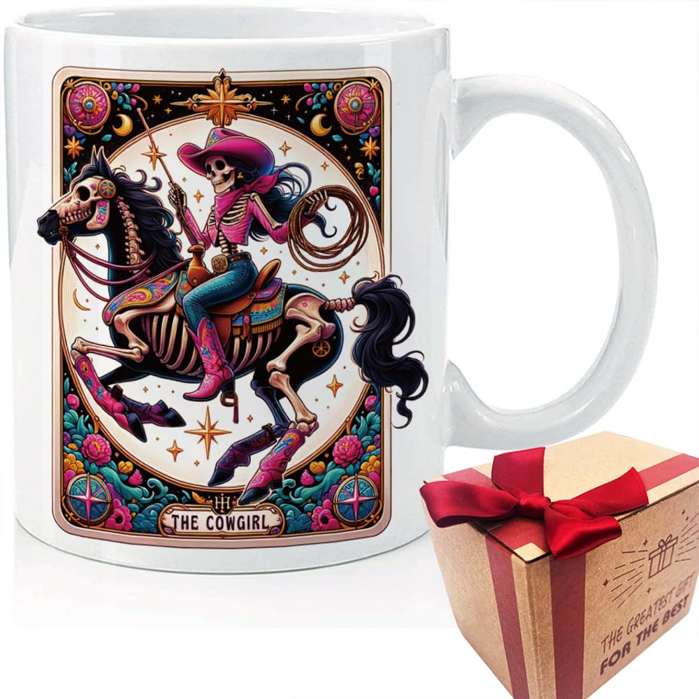 Cowgirl Western Skull Mug Gifts for Women/Funny Journal Gifts for Girls Friend Sister/Skull Mug Gift for Cowgirl/Western Gift for Women 11OZ