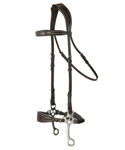 Exion Nova Hackamore Bridle – Anatomical Bitless Horse Bridle with Rubber Reins – Padded Anti-Pressure Crownpiece – Vegetable-Tanned Leather Bitless Bridle for Jumping & Training