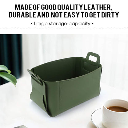 Leather Valet Tray, Jewelry & Catchall Tray, Desktop Storage Organizer, Bedside Caddy for Men - Key Wallet Watch Coin Phone Change, Candy Holder - Convenient for Travel (06 Green 1)