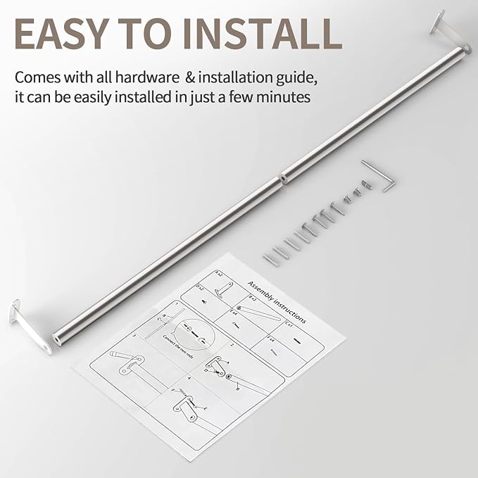 JUYSON 24 Inch Bathroom Towel Bar, Towel Racks for Bathroom Wall Mounted, Stainless Steel Heavy Duty Modern Single Towel Bar Holder Towel Rod Wall Mounted(Single Bar-Brushed Nickel,24 in)