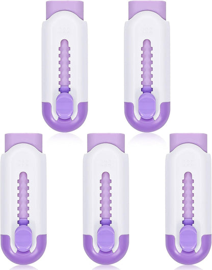 Pencil Erasers, Retractable Erasers for Pencils - White Purple, Pack of 5