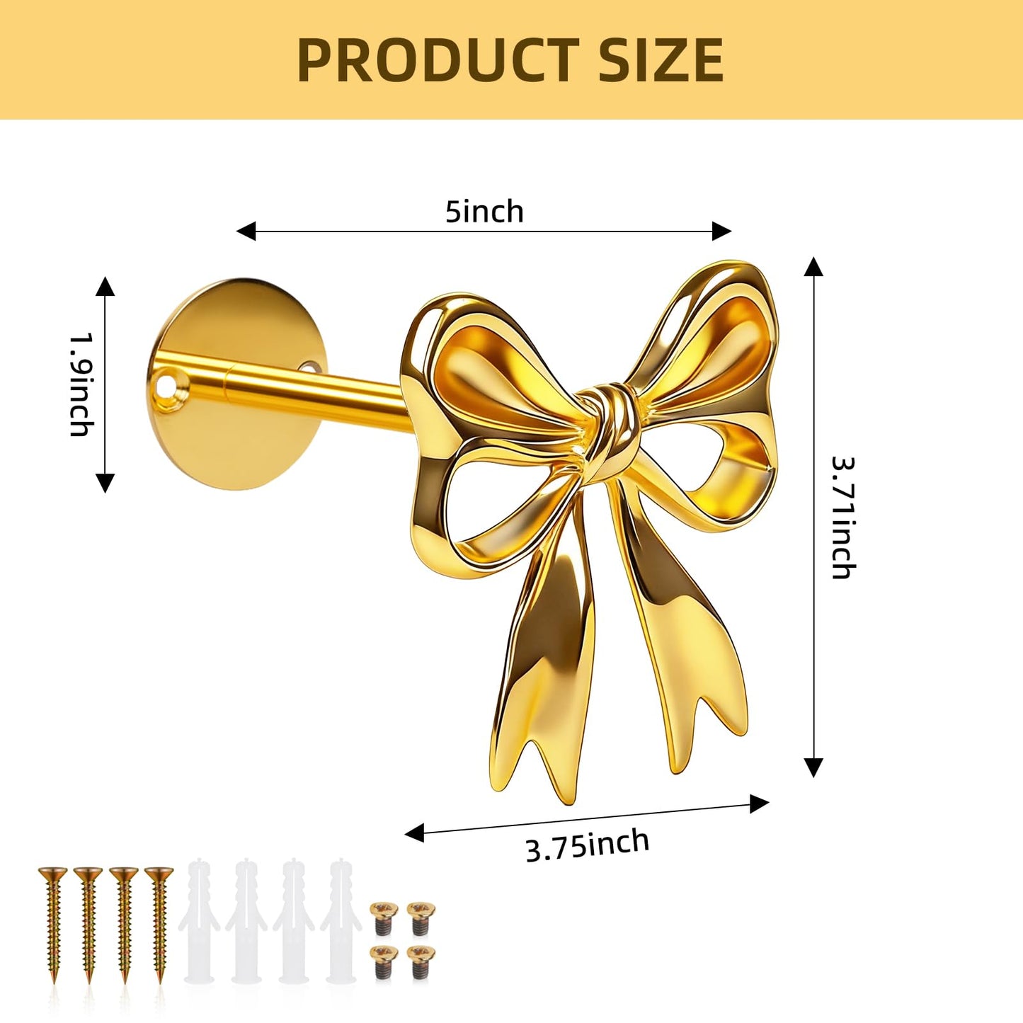 2Pcs Gold Bow Curtain Holdbacks Tiebacks for Wall - Heavy Duty Metal Curtain Holder Wall Mounted for Drapes Window Home Decoration