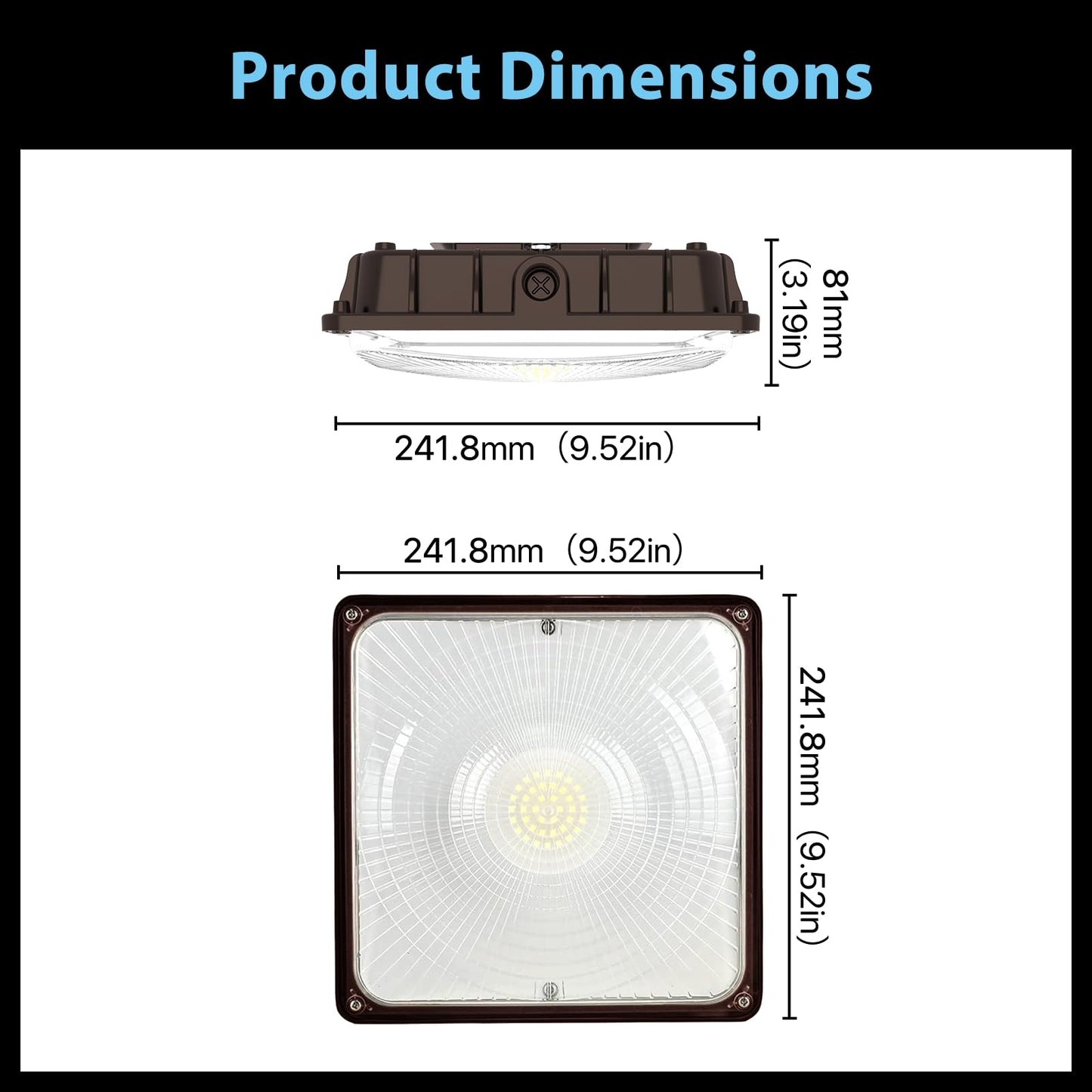 HYPERLITE LED Canopy Light 45W: 6300LM 5000K Daylight - 120-277V LED Canopy Lights Outdoor IP65 Waterproof for Workshop Carport Entrance - 1 Pack
