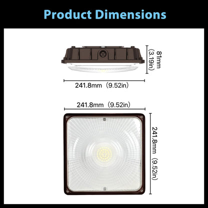 HYPERLITE LED Canopy Light 45W: 6300LM 5000K Daylight - 120-277V LED Canopy Lights Outdoor IP65 Waterproof for Workshop Carport Entrance - 1 Pack