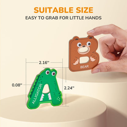 JoyCat Magnetic Letters and Numbers Fridge Magnets, 26 Uppercase Letters 0-9 Numbers, Animal Alphabet Refrigerator Toy Set for Kids & Toddlers Preschool Learning, Great Gift for 2 3 4 5 Years Old
