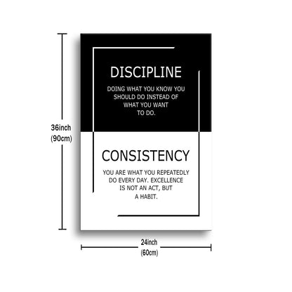 YSPCSUN Motivational Poster Discipline Consistency Success Quote Office Decor Painting Practice Inspirational Canvas Wall Art Prints Artwork for Modern Home Living Room Ready to Hang [24''Wx 36''H]