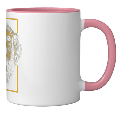Dog Face Pet Lover Golden Retriever Labrador Halloween Ceramic Mug, Pink/White