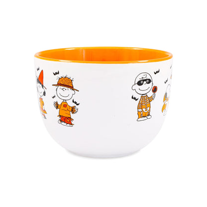 Silver Buffalo Peanuts Halloween Featuring Snoopy (Vampire), Woodstock (Vampire), Charlie Brown (Skeleton), Lucy (Witch), and Linus (Scarecrow) Ceramic Soup Mug, 24 Ounces