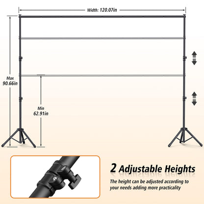 Forlogic Backdrop Stand 10x7.5ft(WxH), Heavy Duty Adjustable Photo Back Drop Stand kit, Suitable for Party, Photography, Weddings