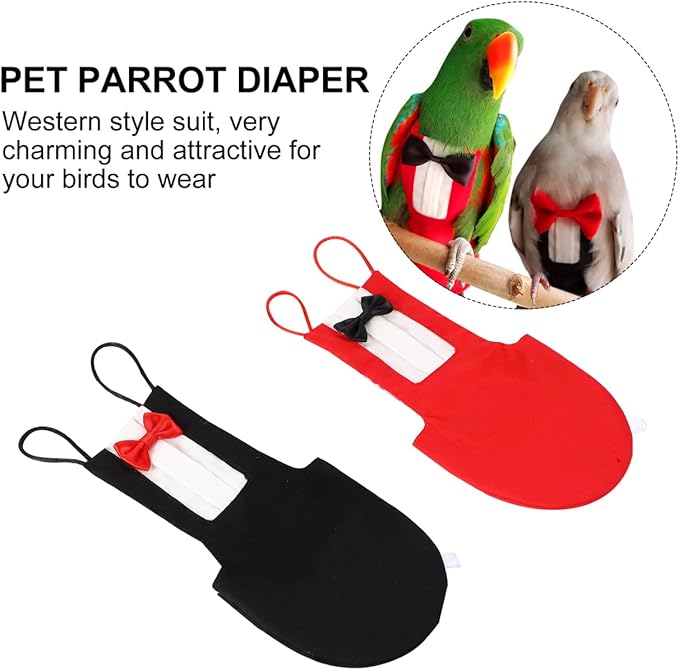 Alasum Reusable Bird Flight Suit Diaper for Parrots – Breathable Cotton Bowknot Design Prevents Messes During Travel – for Budgie, Cockatiel, Conure, Lovebird