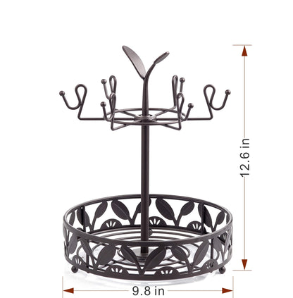 ALLCENER Mug Tree Countertop, Rotatable Mug Holder Stand with 6 Hooks for Coffee Bar Counter Cabinets and Kitchen Organizer
