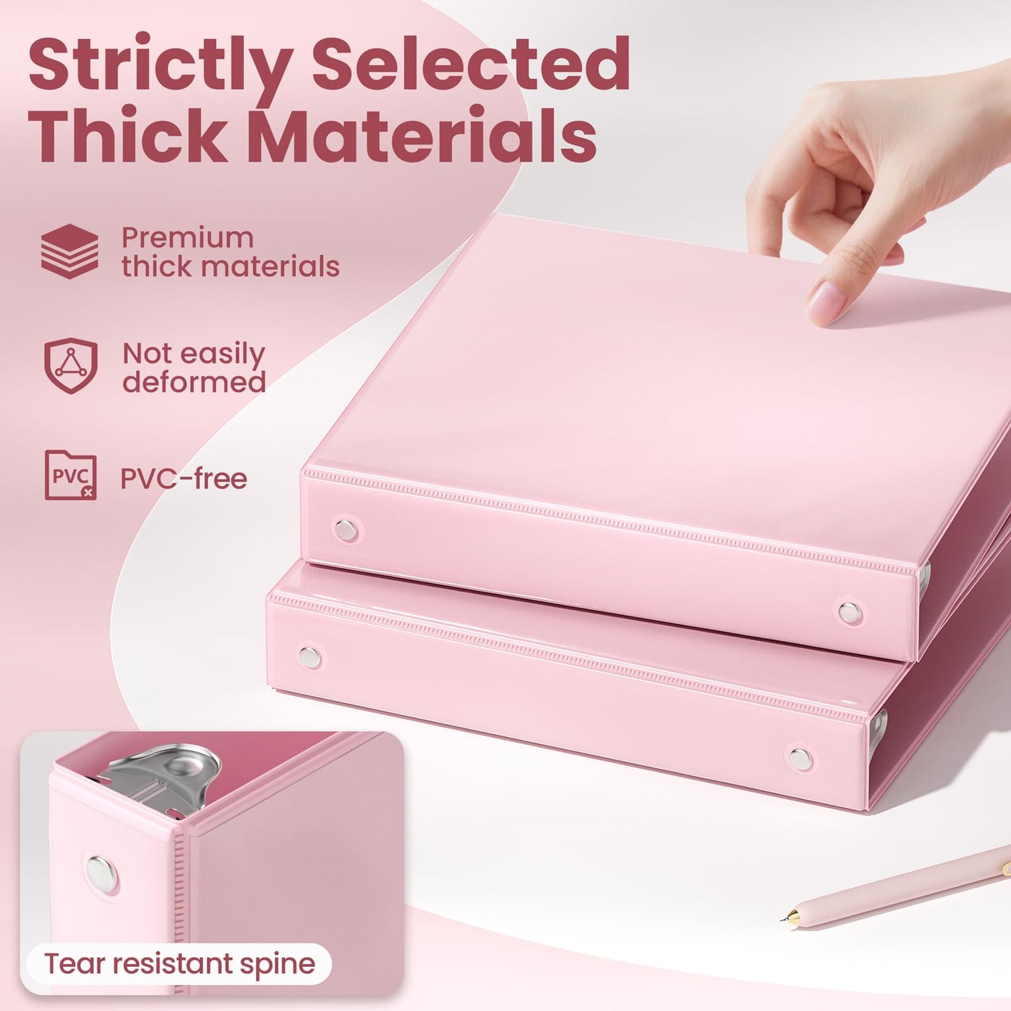 SUNEE 3 Ring Binder 1 Inch 2 Pack, Clear View Binder Three Ring PVC-Free (Fit 8.5x11 Inches) for School or Office Supplies, Pink & Purple