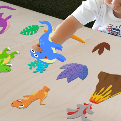 BEUNITONE 40PCS Dinosaur Felt Board Stories Set Animal Storytelling Flannel Board Colorful Interactive Early Learning Teaching Play Kits for Classroom Christmas Birthday Gift