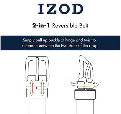 IZOD, Mens, Reversible Leather Belt, Brown, 34/36