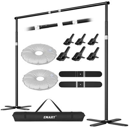 EMART Pipe and Drape Backdrop Stand Kit 10x10ft, Heavy Duty Back Drop Adjustable Stand with X-Shaped Base, Metal Background Frame for Parties Wedding Birthday Decoration Photography Photo Booth Video