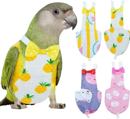 Diaper Flight Suite Liners for Birds Protective Nappy with Waterproof Inner Layer Cute Urine Wet Suit for Parrot Macaw African Budgies Conure Monk Parakeet (XS,Yellow)