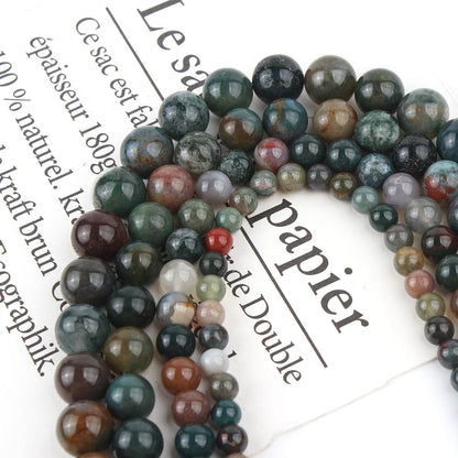 About 60pcs 6mm Natural Stone Beads Indian Agate Beads Crystal Gemstone for Jewelry Making, DIY Bracelet Necklace