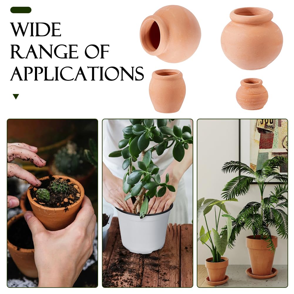 Hobbspring 6Pcs Mini Terracotta Pots 3 Styles Small Dark Salmon Simulated Clay Planters 0.73-1.42 Inch Tiny Pots Miniature Crafts for Succulent Plants Fairy Gardens Home Deco
