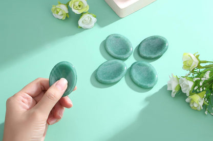 NUKAYAI Thumb Worry Stone Green Aventurine Crystal Trinkets Crystals and Healing Stones Oval Natural Fidget Meditation Accessories Gemstones Reiki Pocket Palm Tiny Anxiety Relief Items for Women Men