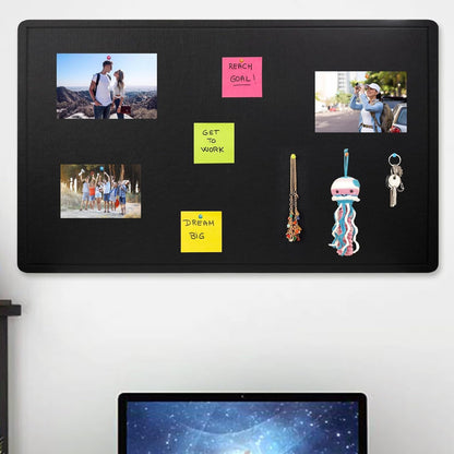 Large Bulletin Board - 72 X 48 inches Cork Board with 30 Pushpin, 6' x 4' Felt Cork Board Notice Pin Board, Self-Adhesive Vision Board Mood Board Foldable Photo Board for Wall (Black)