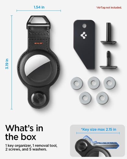 Spigen Valentinus Pro AirTag Key Organizer Designed for AirTag 2nd Gen (2026) & 1st Gen Case, Holder, Keychains, Key Ring Up to 5-6 Keys (Device Not Included) - Black