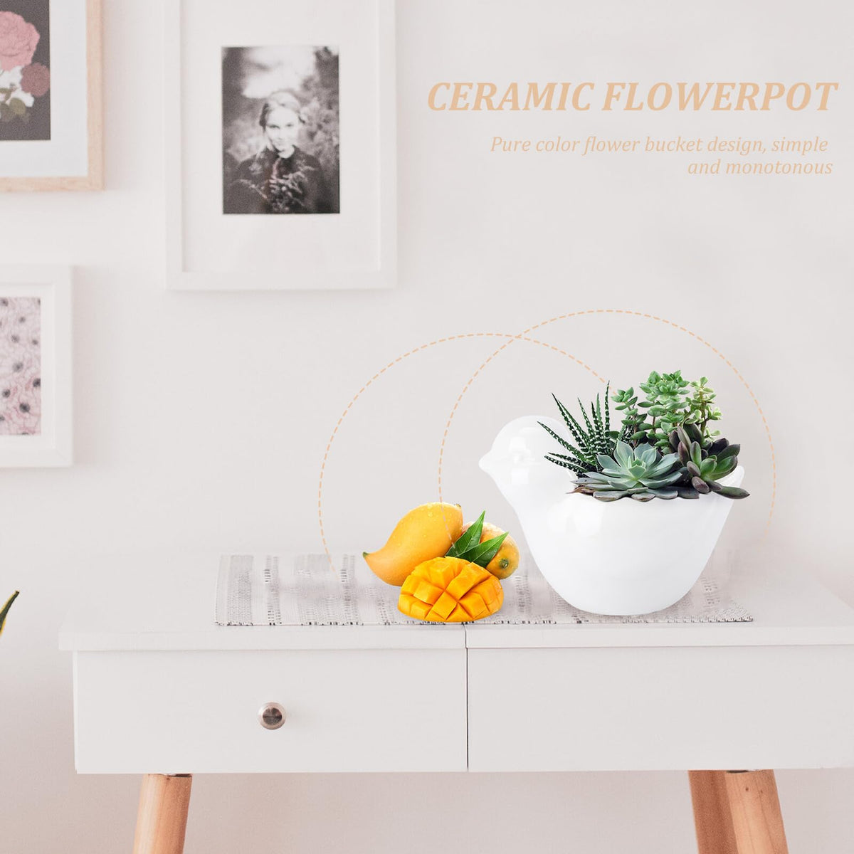 DRESSOOS Creative Bird Modeling Ceramic Succulent Flowerpot Unique Animal Planter Pot for Indoor Outdoor Home Office Garden Decoration for Small Flowers and