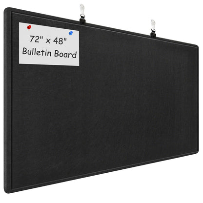 Large Bulletin Board - 72 x 48 Inches, Large Felt Board Decorative Pin Board for Wall, Foldable Photo Board, Lightweight Durable Pin Board for Home, Office, School, Classroom, Kitchen (Black)