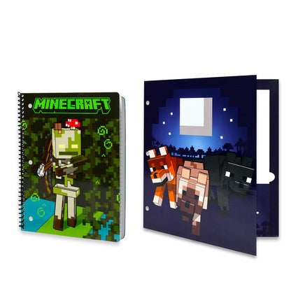 Minecraft Back to School Value Pack Set - Minecraft Folder, Notebook, Erasers, Stickers, and More | Video Game School Supplies Bundle