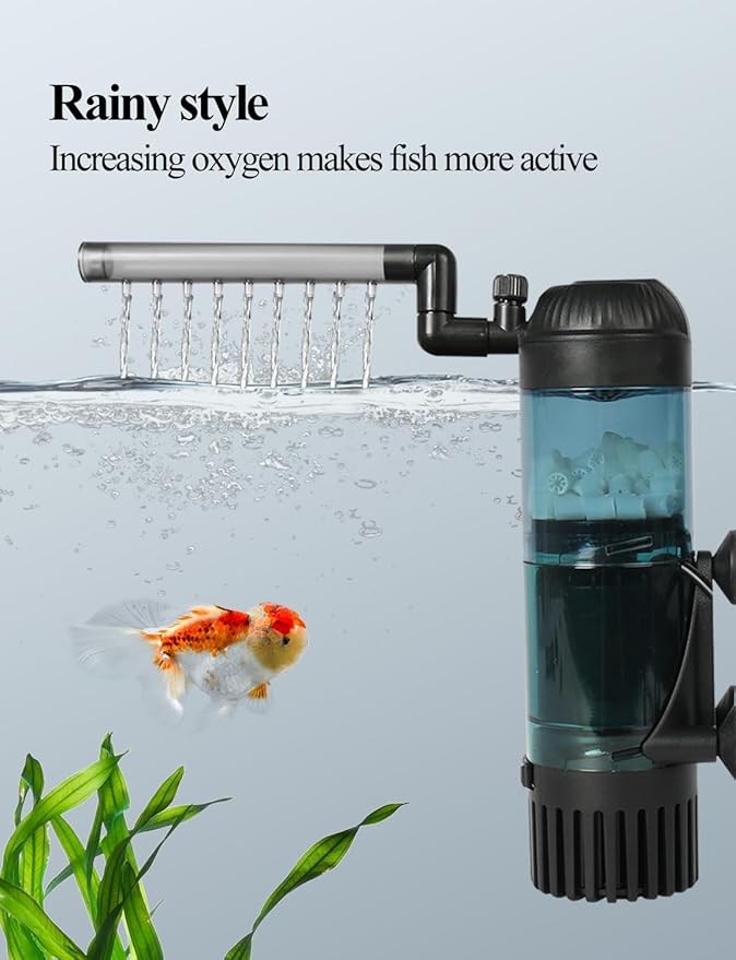UPETTOOLS Aquarium Filter Fish Tank Filter with Fluid Bed Sponge Filter Multiple Function Ultra-Silent Filter 5-20 Gallon