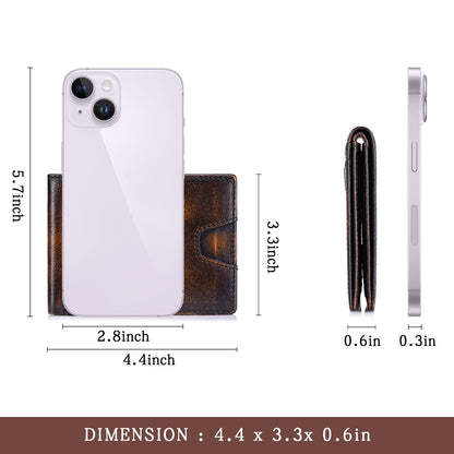 SCHLATUM Front Pocket Wallet for Men Slim Lightweight RFID Blocking Genuine Leather Bifold Thin Wallet with 10 Card Slots, Antiqued