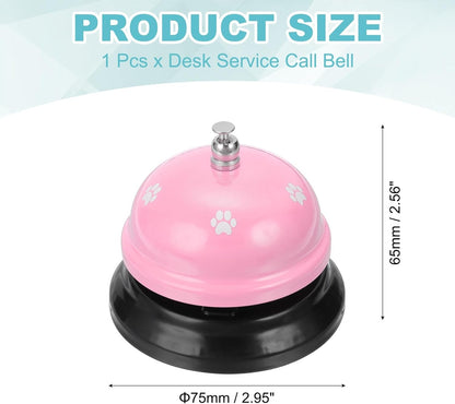 uxcell Desk Service Call Bell, 2.95 Inch Metal Dinner Service Bell Ring for Hotel Restaurant Reception Area and Wedding Party Events, Light Pink