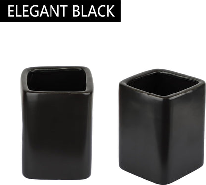Square Ceramics Desk Pencil Holder for Men and Woman, Suitable for Offices and Homes(Black)