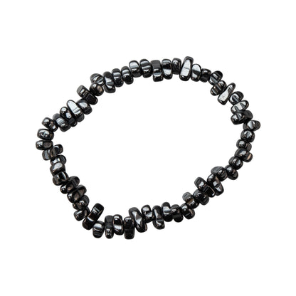 Natural Gemstone Bracelets, Chakra Crystal Healing Chip Stretch Bracelets, Gemstone Polished Irregular Crystals, Crystal Irregular Chips Beads Stretch Bracelets (Hematite)